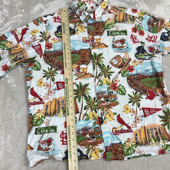 Reyn Spooner St Louis Cardinals Shirt Mens XL Hawaiian AOP Cotton Button Up MLB - Picture 9 of 12